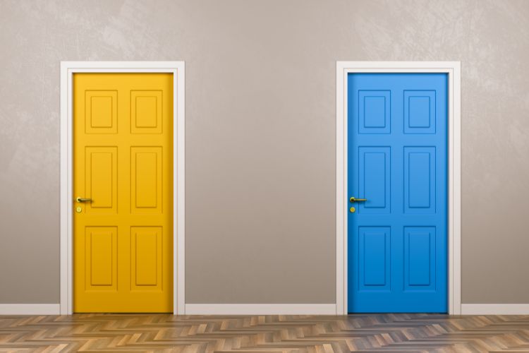 Yellow and blue doors