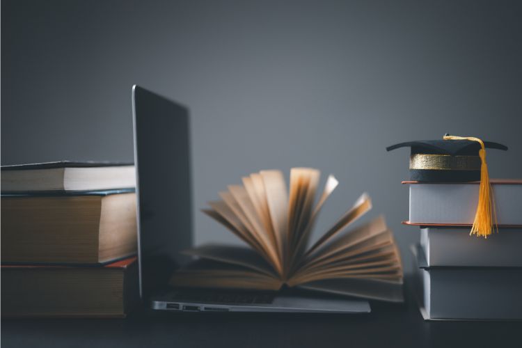 Laptop with book